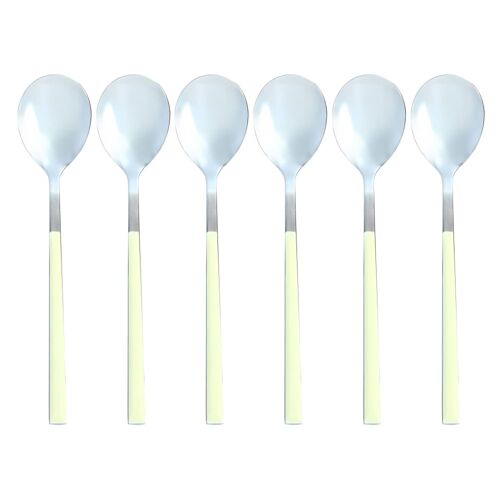 Lot De 6 Cuillères De Table Crème En Acier Inoxydable