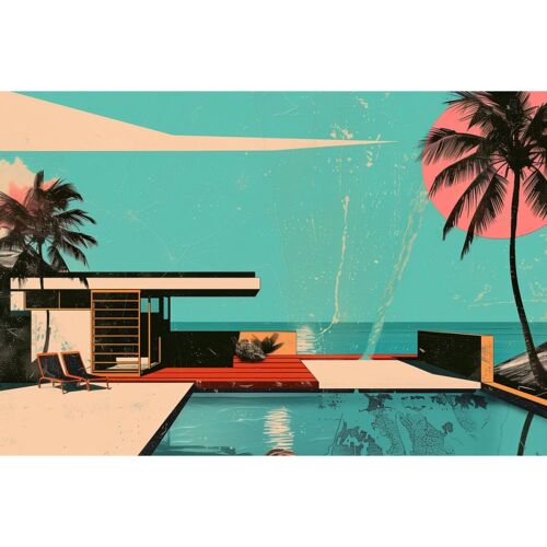Tableau sur toile piscine architecturale 30x45