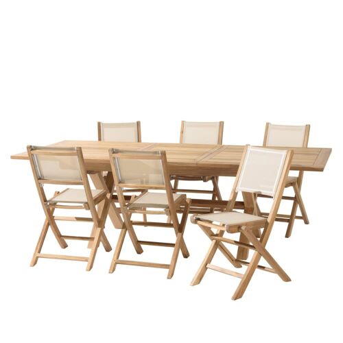 Salon De Jardin En Teck Et Textilène 8/10 Personnes