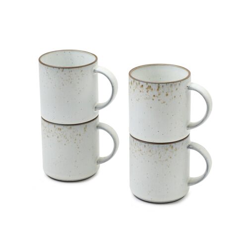 Set De 4 Tasses En Grès Blanc Cassé D10