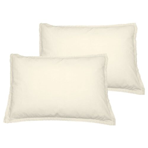 Lot De 2 Taies D'oreiller En Coton Ecru 50x70 Cm