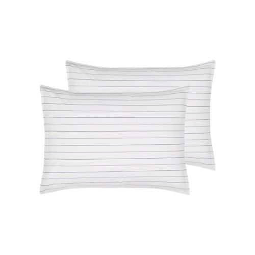 2 Taies D'oreiller En Percale De Coton Blanc 50x70 Cm