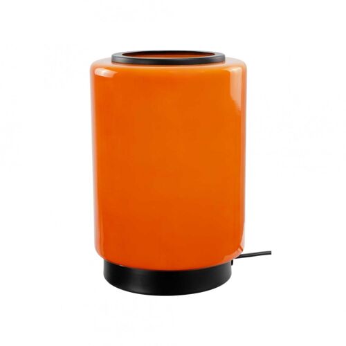 Lampe À Poser En Verre & Métal Orange