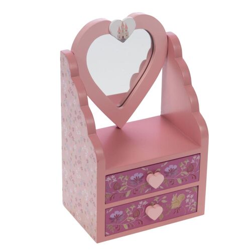 Boite à  bijoux miroir rose en bois