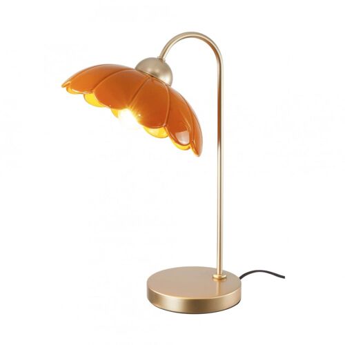 Lampe À Poser En Métal & Céramique Orange