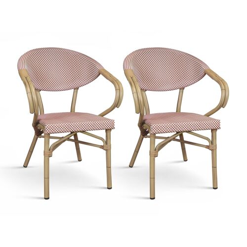 Lot De 2 Fauteuils De Table Extérieur En Textilène Rouge