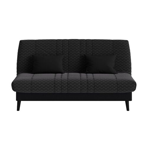 Clic clac convertible, 2 coussins offerts tissu noir à  motifs 130x190