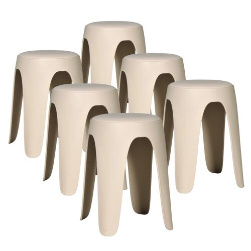 Lot de 6 tabourets empilables beige