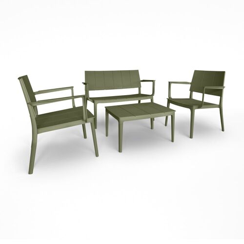 Salon De Jardin En Polypropylène Vert 4 Places