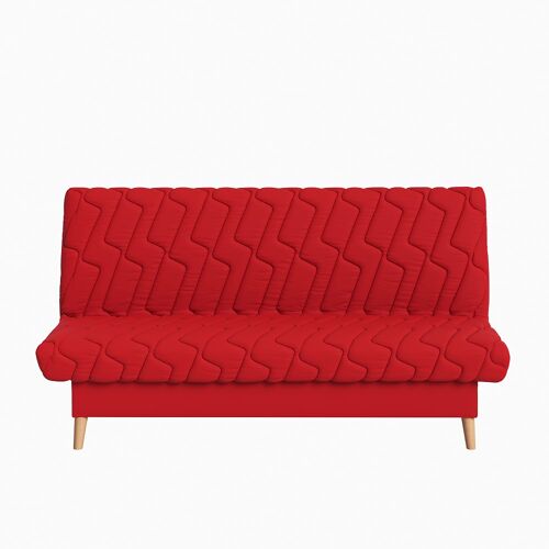 Clic clac convertible avec coffre intégré tissu pearl rouge 130x190