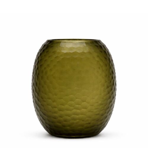 Vase décoratif en verre soufflé vert H29