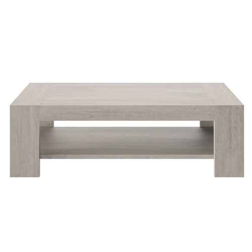 Table basse rectangulaire effet bois chêne gris clair double plateau