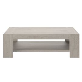 Table basse rectangulaire effet bois chêne gris clair double plateau