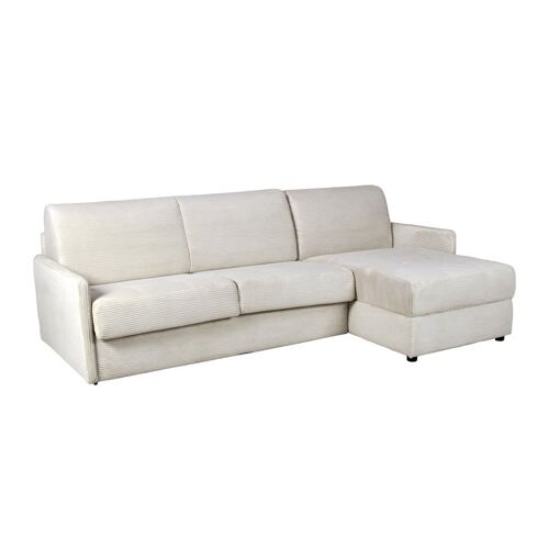 Canapé convertible réversible et coffre en velours beige 4 places
