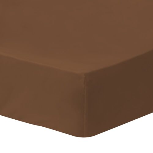 Drap-housse uni en coton Chocolat 90x190/200cm