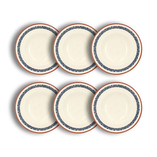 Lot De 6 Assiettes À  Pâtes En Faïence Blanche 28cm