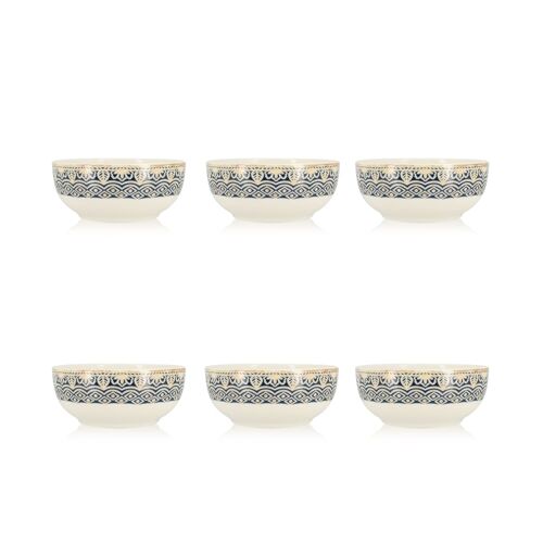 Lot De 6 Coupelles En Porcelaine Bleue 12cm