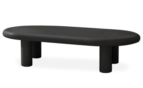 Table basse arrondie 160cm avec pieds colonnes roady noir