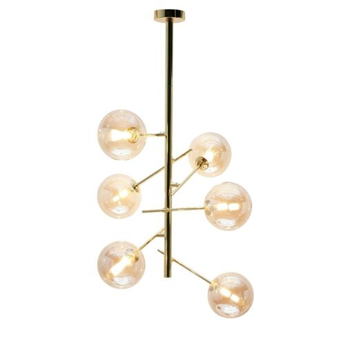 Suspension En Verre Doré / Laiton 81 Cm
