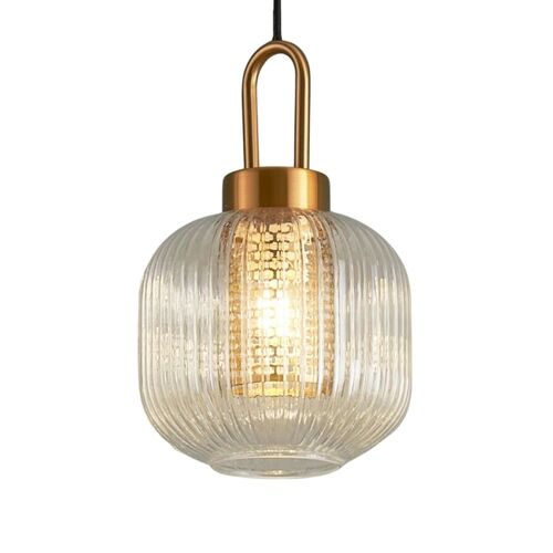 Suspension En Verre Doré / Laiton 20 Cm