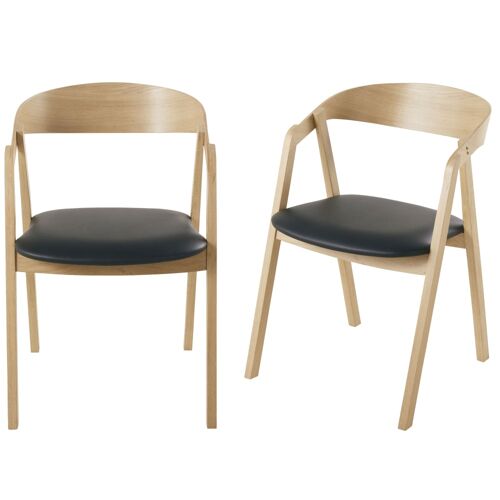 Chaises Professionnelles En Hêtre Et Textile Enduit Noir (X2)