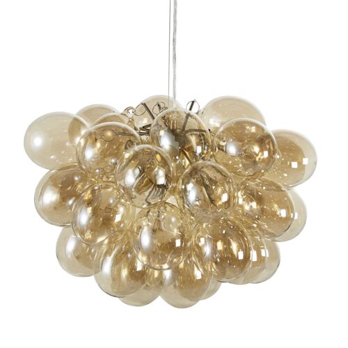 Suspension Multi-Globes En Verre Ambré Et Métal Doré D49