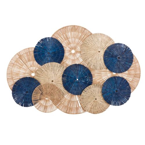 Déco murale en jute tressé bleu et beige 147x100