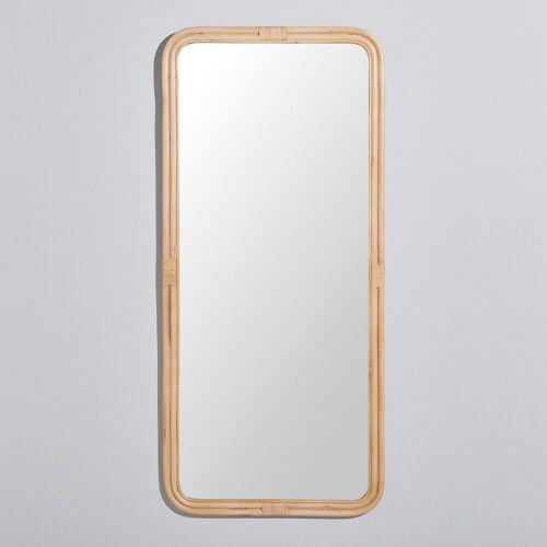 Grand miroir rectangulaire en rotin 81x180