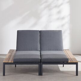 Bains De Soleil En Aluminium Et Toile En Polyester Recyclé Gris Anthracite (X2)