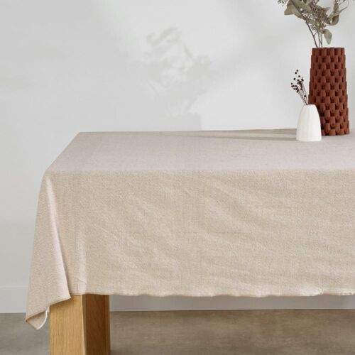 Nappe En Coton Beige Chiné Et Bourdon Bicolore 150x250