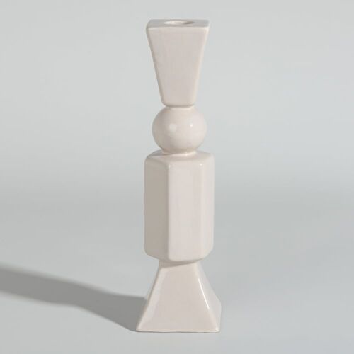 Bougeoir en céramique beige