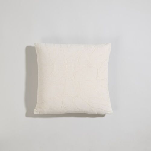 Housse De Coussin En Coton Écru Motif Floral Doré 40x40