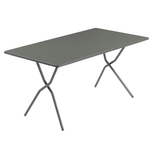Table De Jardin Pliante 140x80x72cm En Acier Gris L80xl140xh72