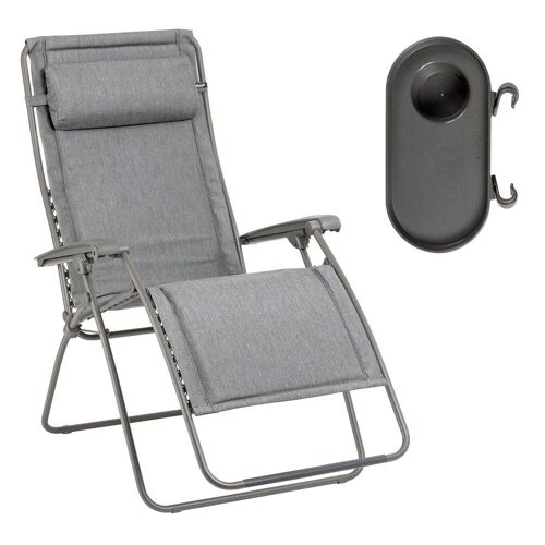 Ensemble fauteuil relax et porte gobelet en gris