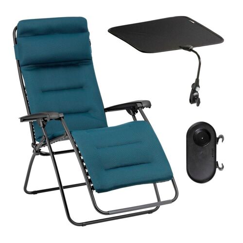 Ensemble Fauteuil Relax Jardin - Chaise Longue matelassé avec Ombrelle et Porte-Gobelet - RSX Clip - AirComfort®