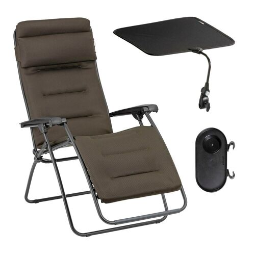 Ensemble Fauteuil Relax Jardin - Chaise Longue matelassé avec Ombrelle et Porte-Gobelet - RSX Clip - AirComfort®
