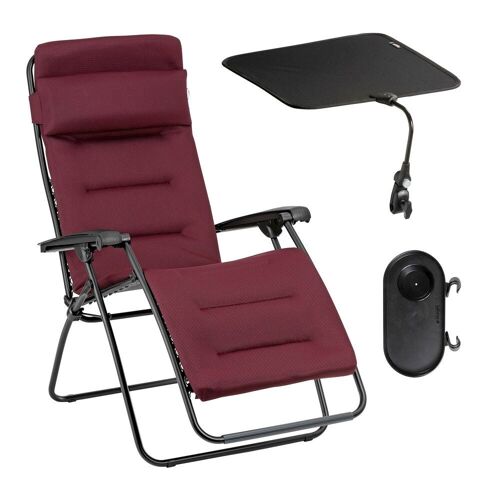 Ensemble Fauteuil Relax Jardin - Chaise Longue matelassé avec Ombrelle et Porte-Gobelet - RSX Clip - AirComfort®