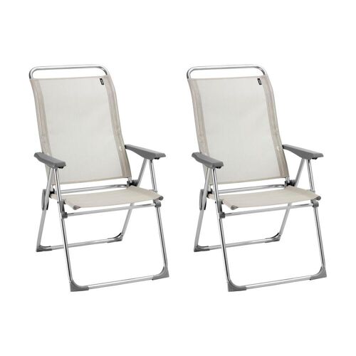 Lot De 2 Fauteuils Pliants Multi-Positions En Acier Beige