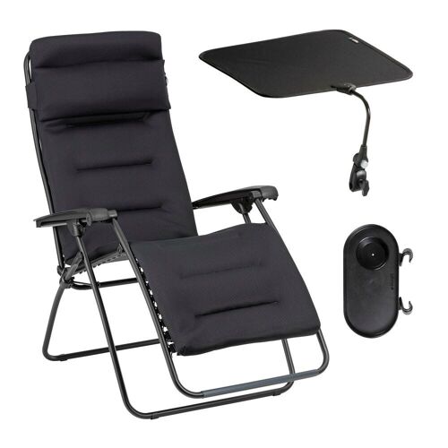 Ensemble Fauteuil Relax Jardin - Chaise Longue matelassé avec Ombrelle et Porte-Gobelet - RSX Clip - AirComfort®