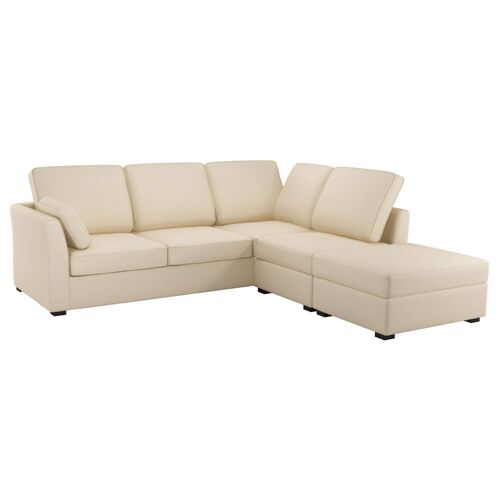 Canapé d'angle réversible tissu coton déhoussable beige