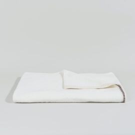 Serviette De Bain En Coton Bio Écru Et Bordures Brodées 70x140
