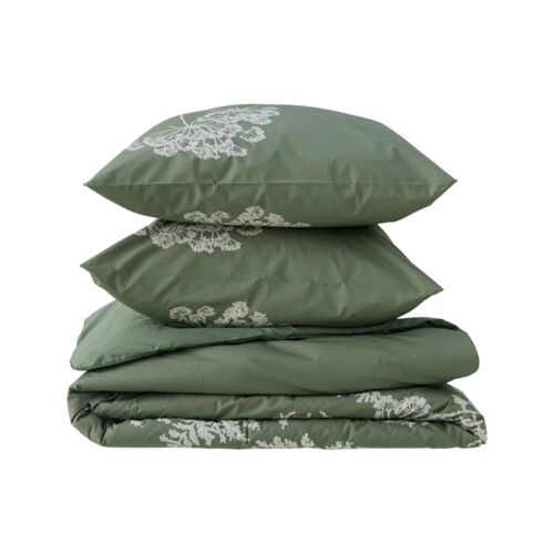 Parure De Lit En Percale De Coton Motif Angélique Verte 240 X 220 Cm