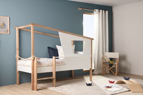 Parure De Lit 100% Coton Motif Beige À  Motifs Bleu Et Rouge