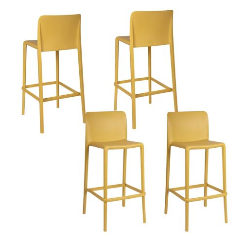 lot de 4 tabourets de bar d'extérieur avec repose-pieds