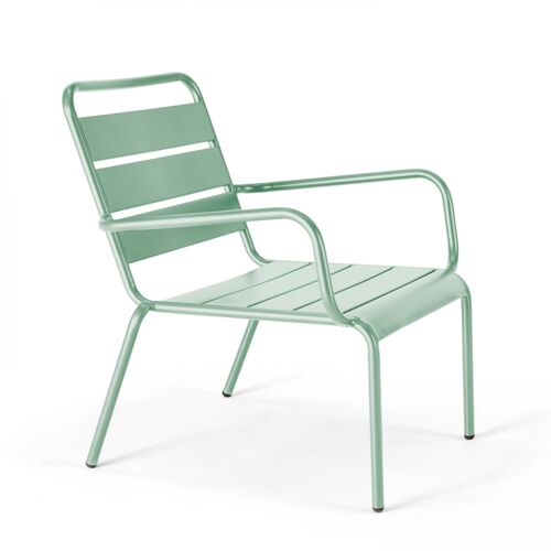 Fauteuil De Jardin Bas Relax Acier Vert Sauge