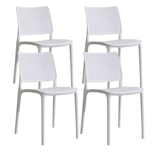 Lot De 4 Chaises De Terrasse Blanches En Plastique
