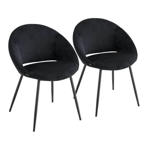 Lot de 2 chaises en acier et velours noir
