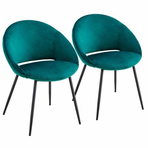 Lot de 2 chaises en acier et velours bleu