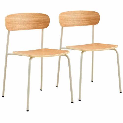 Lot de 2 chaises bois beige