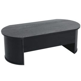 Table basse ovale avec plateau relevable effet bois noir